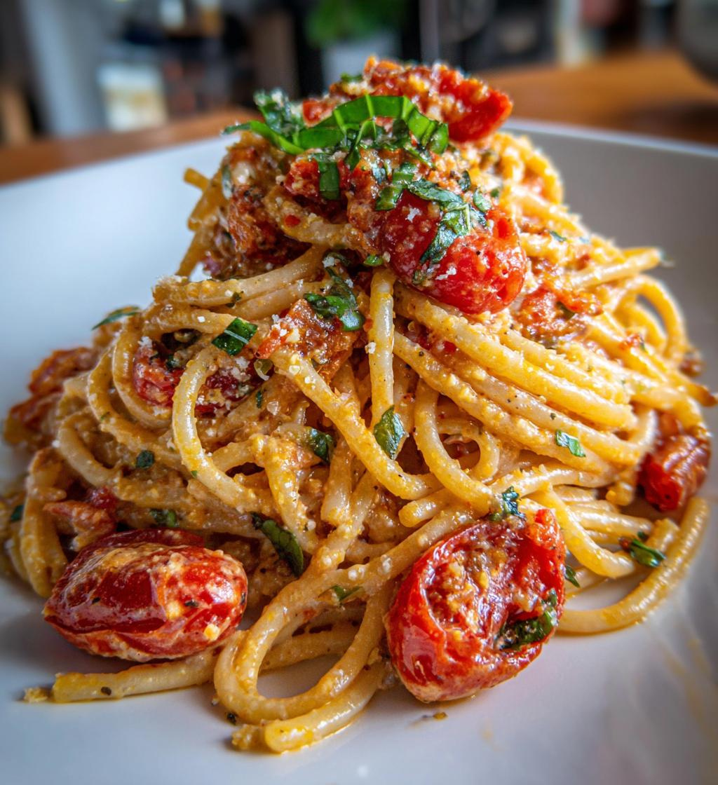 Cremige Spaghetti mit Tomaten-Par