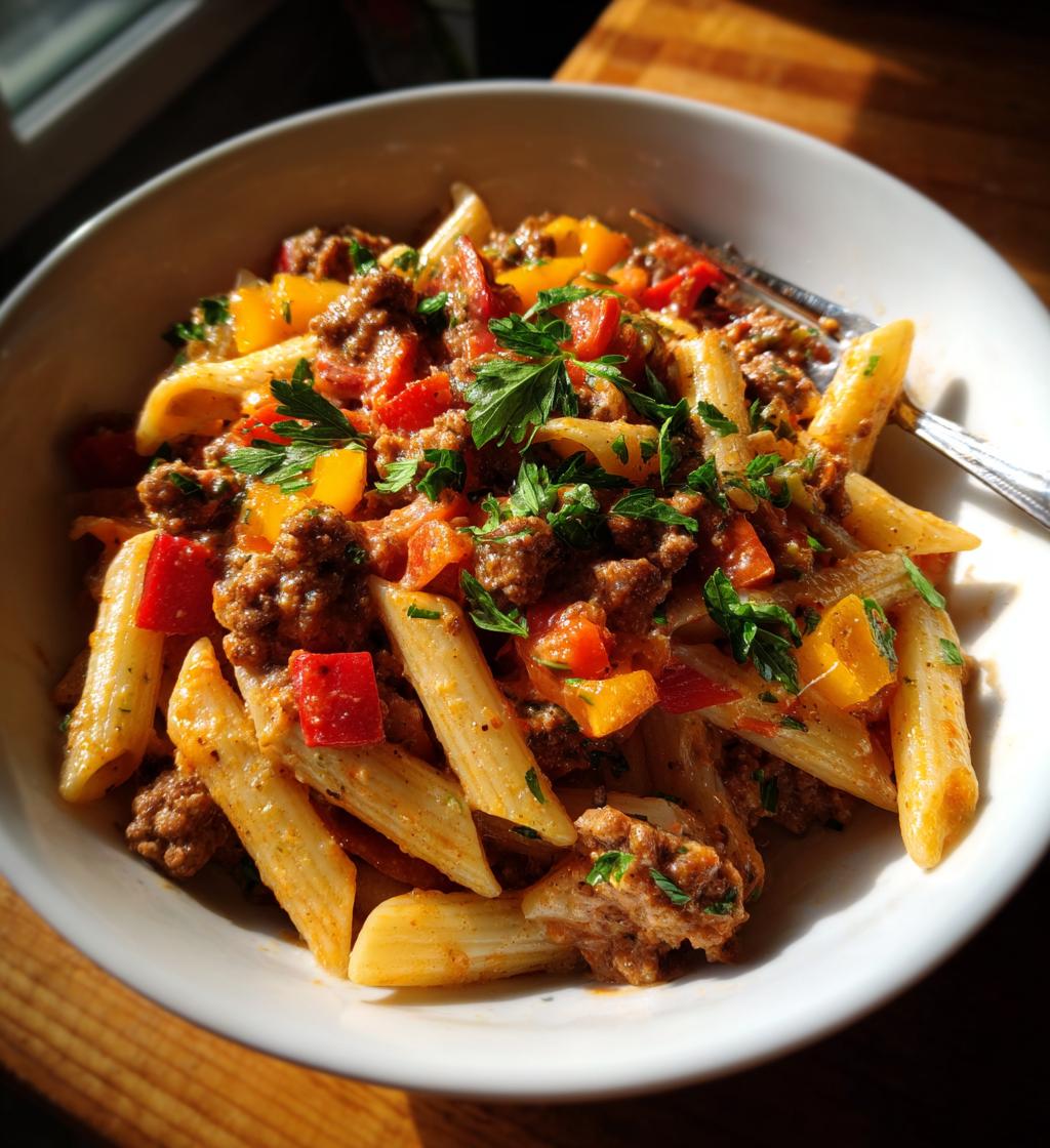 cremige one pot pasta mit hackfleisch und paprika