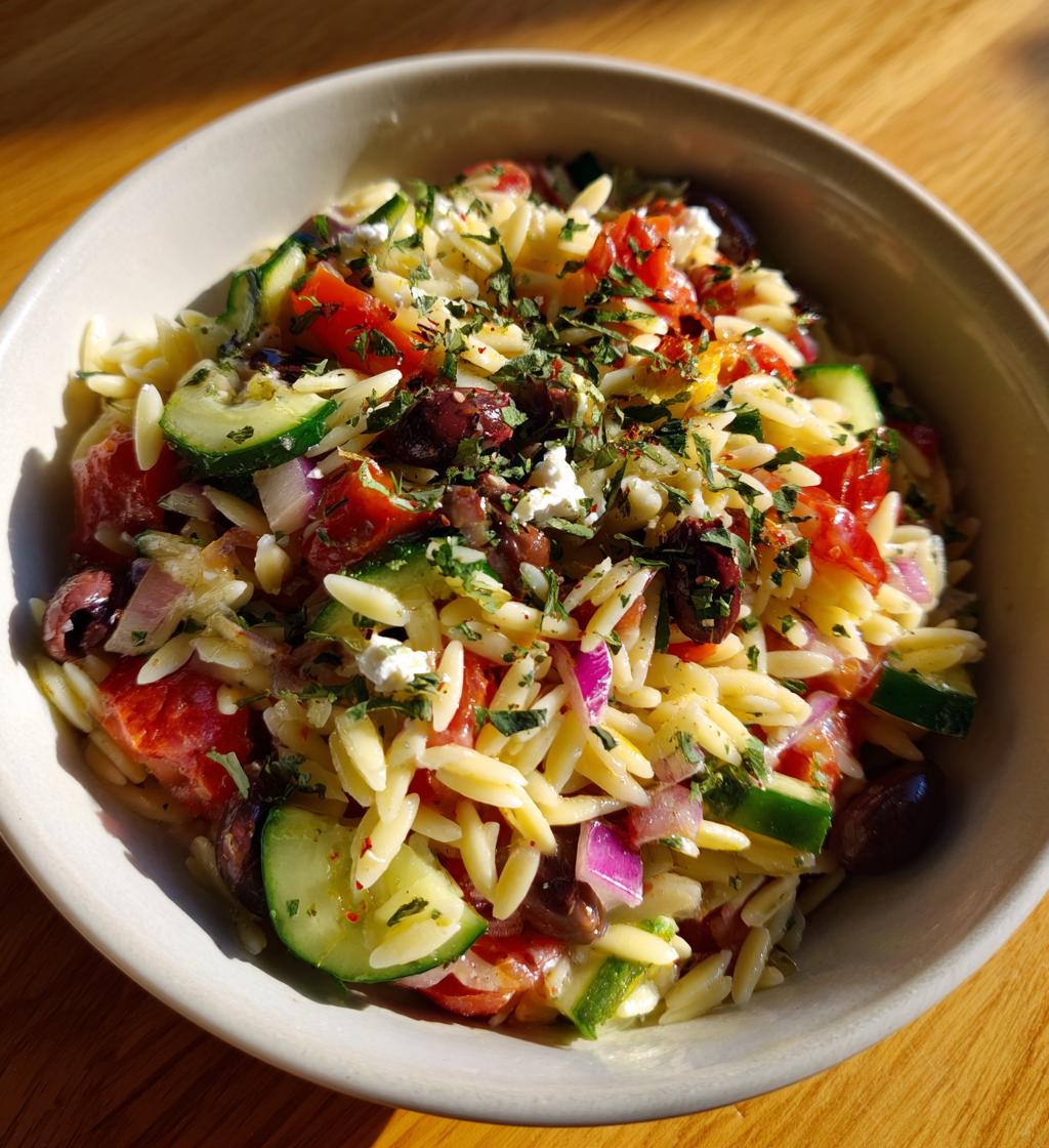 20-Minuten Kritharaki Salat vegetarisch – unwiderstehlich lecker!